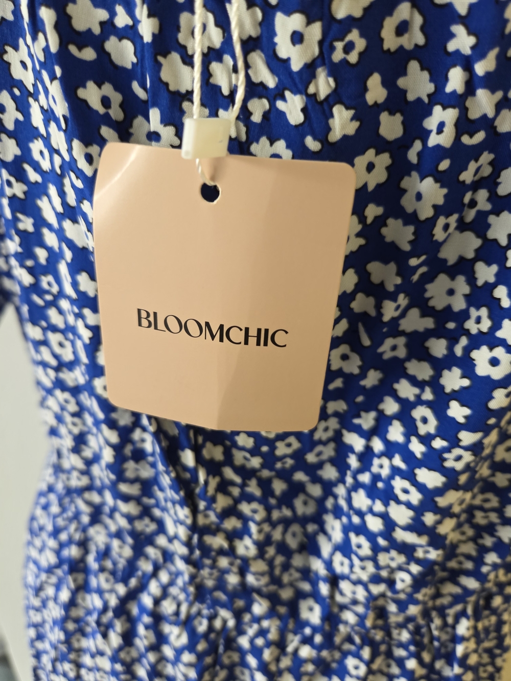 BloomChic Cobalt Blue Floral Midi Dress with Tie Front - Picture 6 of 9